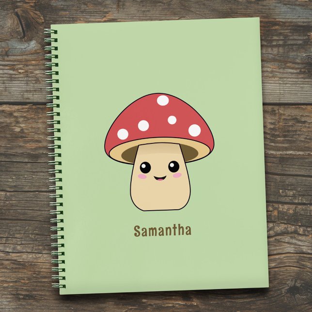 Carnet Joli Champignon Vert  (Cute Mushroom Green Notebook)