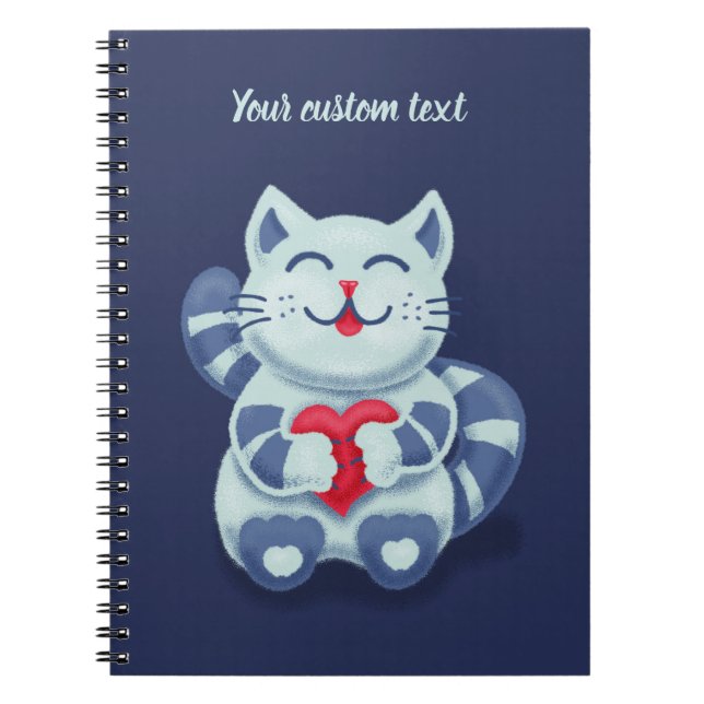 Carnet Joli chat bleu Saint-Valentin enfants (Devant)