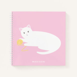 Carnet Joli Chat Vilain avec Fil Rose