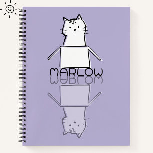 Carnet Joli Chat Violet Doodle Nom Personnalisé
