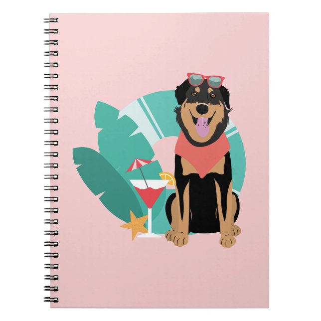 Carnet Joli chien d'été avec lunettes de soleil (Devant)
