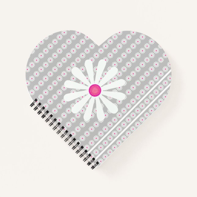 Carnet Joli coeur de fleurs marguerites (Devant)
