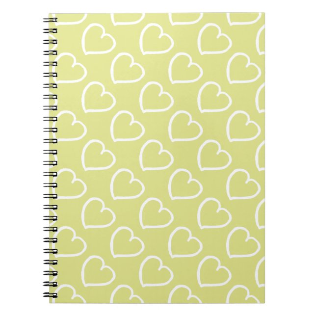 Carnet Joli coeur dessiné à la main design blanc sur vert (Devant)