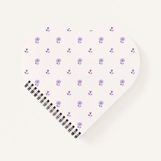 Carnet Joli cœur en fleur de lilas à pois (Devant)