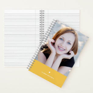 Carnet Joli Coeur Jaune et photo avec nom