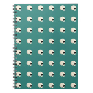 Carnet Joli crâne kawaii Halloween à pois vert moyen