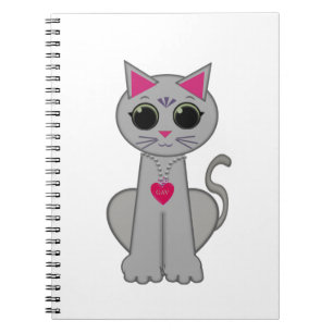 Carnet Joli drôle heureux chat gris