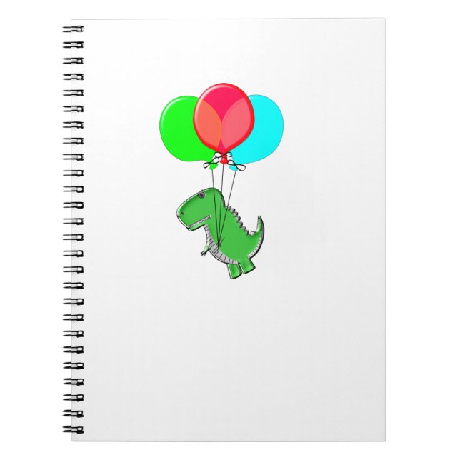 Carnet Joli et en colère Dino volant avec des ballons de  (Devant)