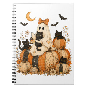 Carnet Joli fantôme d'Halloween effrayant avec des chats