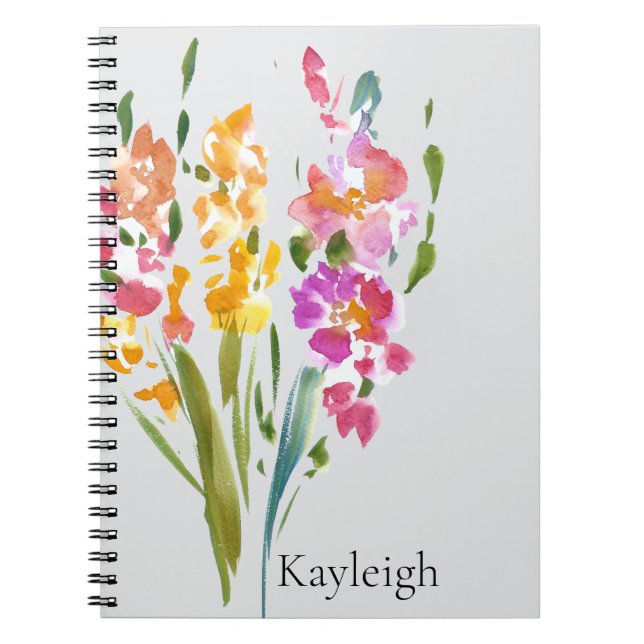Carnet Joli Fleurs Roses Bleues (Devant)