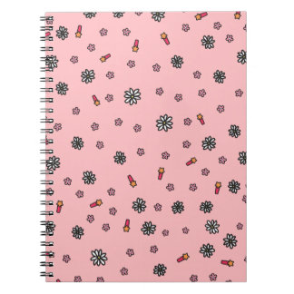 Carnet Joli floral rose et blanc avec des étoiles en cora