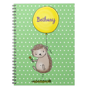 Carnet Joli hérisson heureux avec illustration de ballon