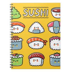 Carnet Joli joli joyeux sushi maki rouleaux dessin animé
