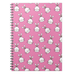 Carnet Joli lapin blanc de Pâques sur rose