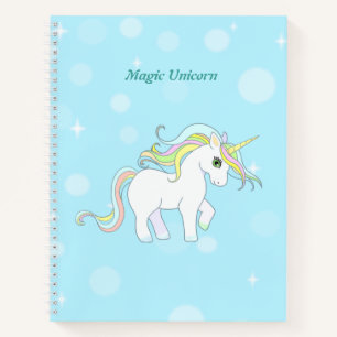 Carnet Joli Licorne Magique sur Fond Bleu Clair