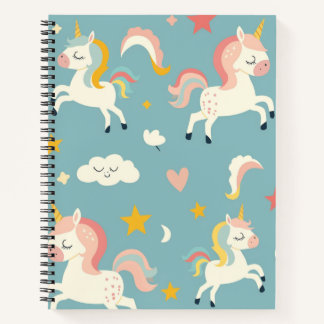 Carnet Joli licorne turquoise pour enfants