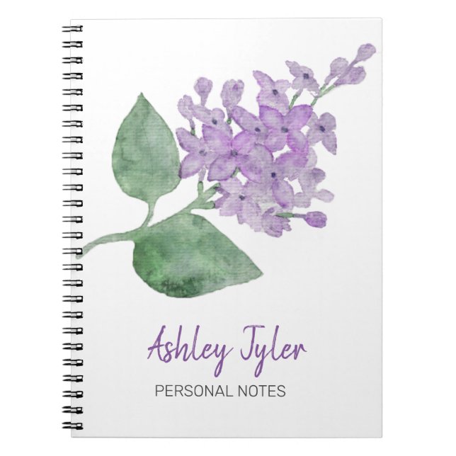 Carnet Joli Lilac floral girly mignon personnalisé (Devant)