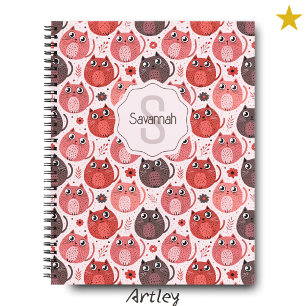 Carnet Joli Monogramme de Chat Rose Violet à Points