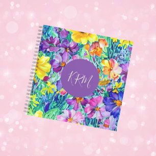 Carnet Joli Monogramme Moderne Personnalisé Art Floral