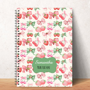 Carnet Joli motif de fraise esthétique coquette féminine