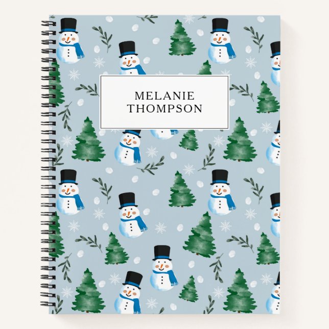 Carnet Joli motif de Noël à l'aquarelle neige d'hiver  (Devant)