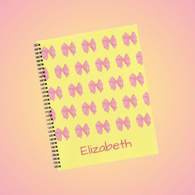 Carnet Joli motif de rubans jaunes et roses Nom de fille (Créateur téléchargé)