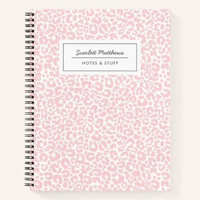 Carnet Joli Motif Empreinte de léopard Pastel rose (Devant)