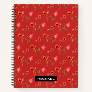 Carnet Joli Motif Red Poppies Personnalisé