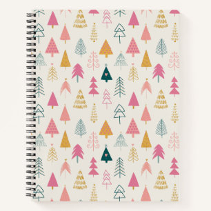 Carnet Joli Motif rose pâle des arbres de Noël