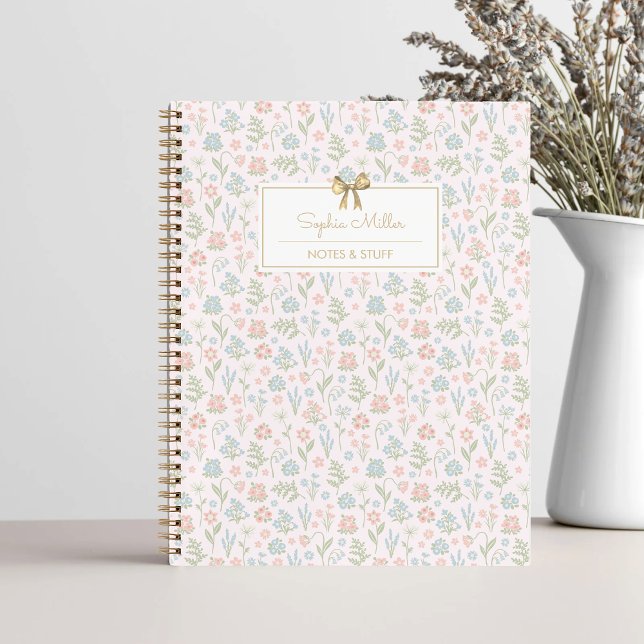 Carnet Joli motif rose rose floral avec Monogramme de fon (Créateur téléchargé)