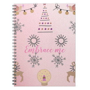 Carnet Joli Noël rose pâle esthétique