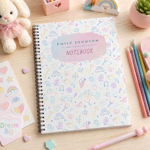Carnet Joli Nom Coloré pour Enfant avec des Motifs Vifs