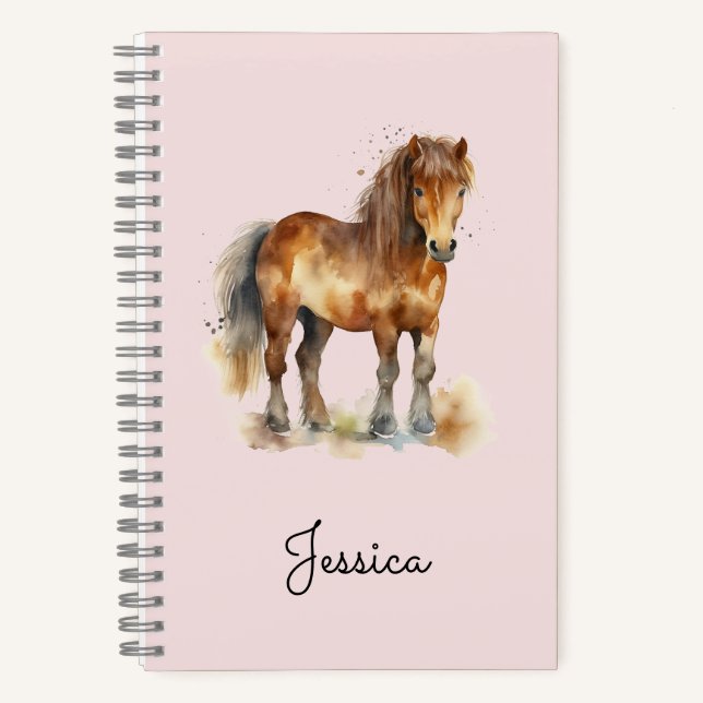Carnet Joli nom de poney brun fantaisiste Script Cheval (Recto)