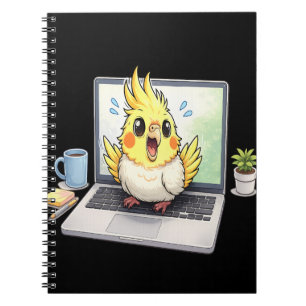 Carnet Joli oiseau cockatiel sur ordinateur portable