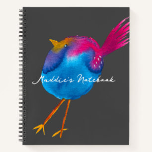 Carnet Joli oiseau rose et bleu