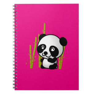 Carnet Joli ours de panda noir et blanc dans une bosquet 