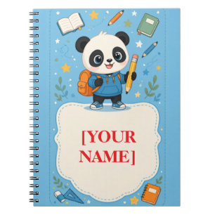 Carnet Joli panda retour à l'école note scolaire