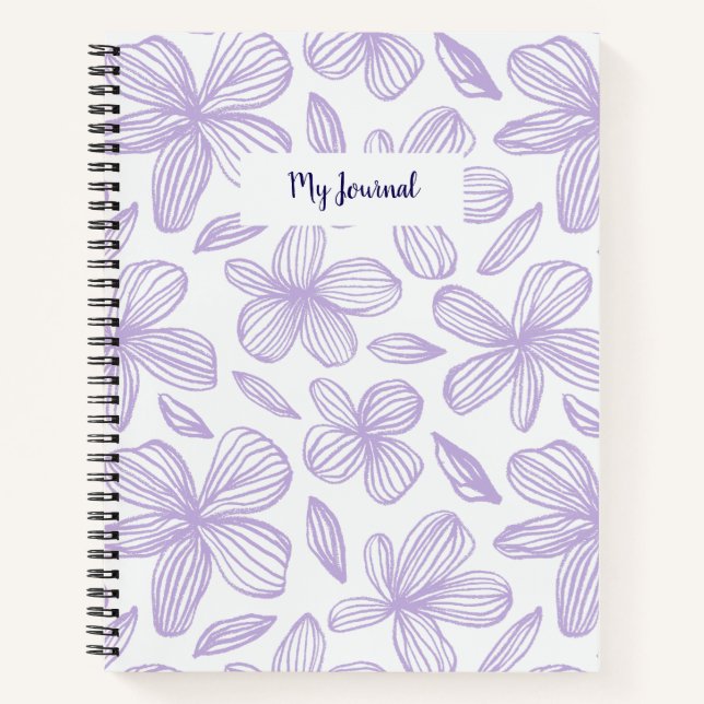 Carnet Joli Pastel Floral Violet Monogramme (Devant)