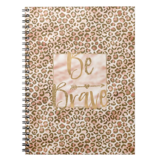 Carnet Joli Peach Brown Empreinte de léopard Soyez courag (Devant)