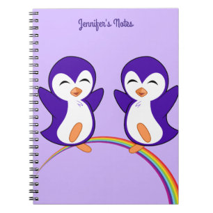 Carnet Joli Penguin pourpre Arc-en-ciel Monogrammes enfan