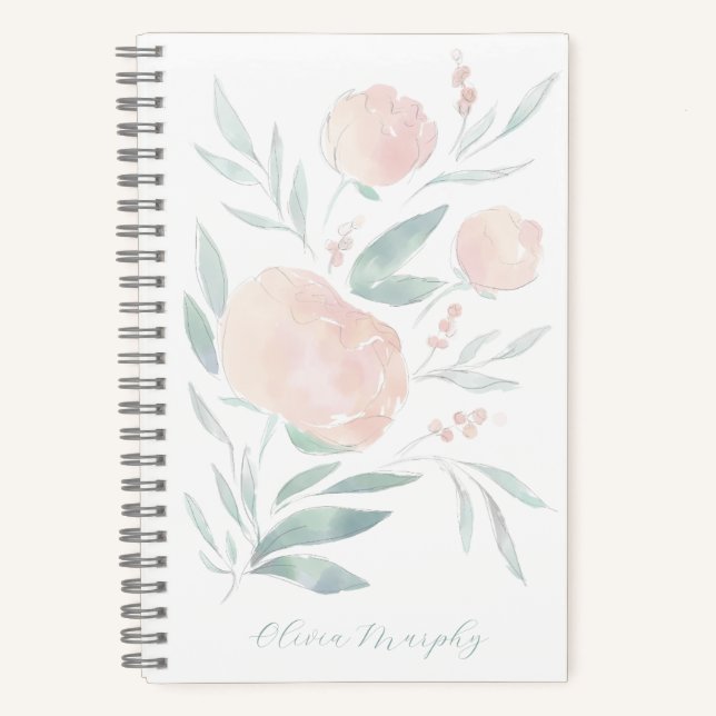 Carnet Joli peony floral personnalisé (Recto)