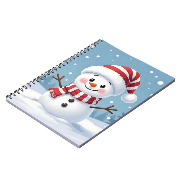 Carnet Joli petit bonhomme de neige avec écharpe et chape (Côté gauche)