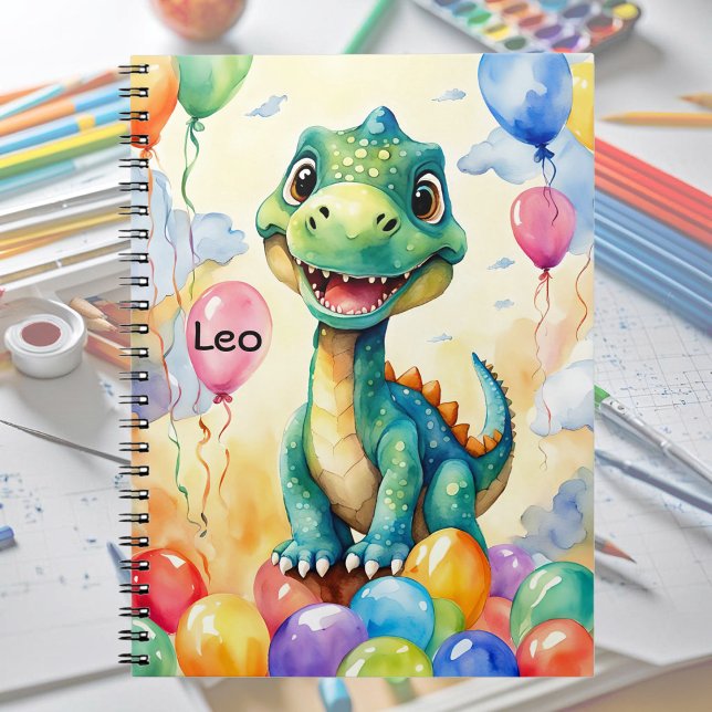 Carnet Joli petit dinosaure avec beaucoup de ballons colo (Créateur téléchargé)