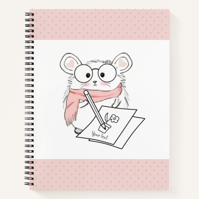Carnet Joli petit hamster intelligent rose (Devant)