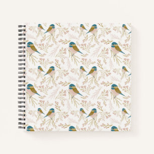 Carnet Joli Pink Gold Chickadee Bird Floral Imprimer
