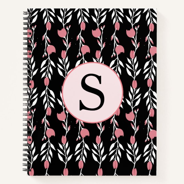 Carnet Joli rose Roses Monogramme Thème (Devant)