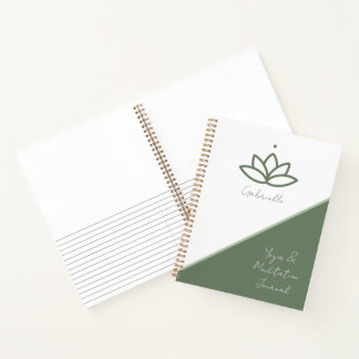 Carnet Joli Sage Green Lotus Yoga Revue de méditation