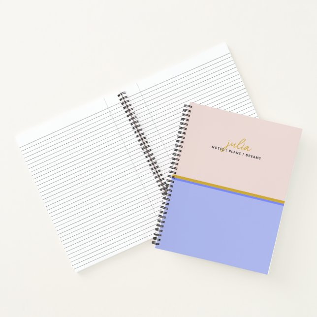 Carnet Joli script violet bleuté et cœur doré (Intérieur)