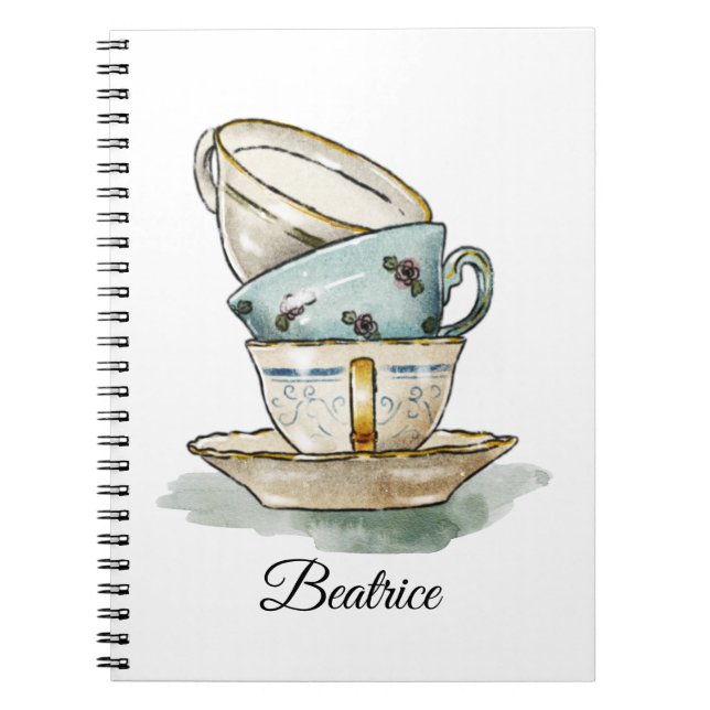 Carnet Joli teacup vintage aquarelle (Devant)