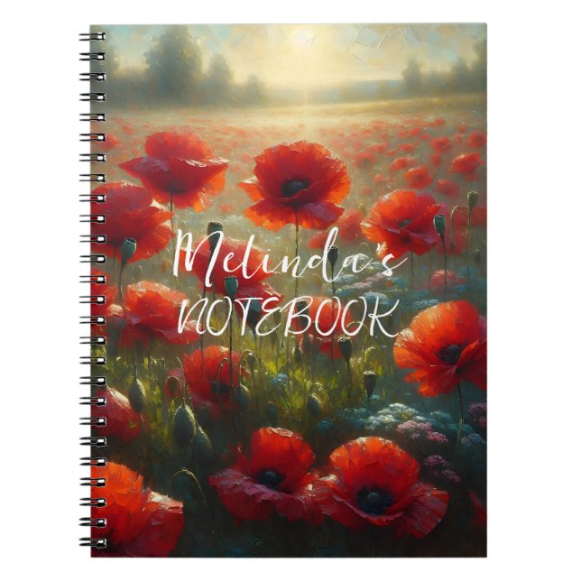 Carnet Joli terrain de pavot rouge le jour d'été (Devant)